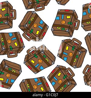 travel suitcase seamless pattern Stock Vector