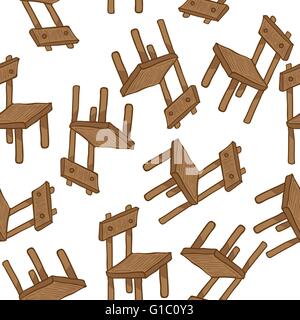 wooden chair seamless pattern Stock Vector