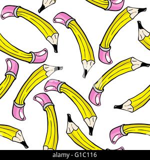 yellow cartoon pencil seamless pattern Stock Vector
