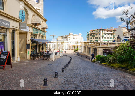 Street leading to Casino Municipal at Grande Plage, Biarritz. Aquitaine, french basque country, France. Stock Photo