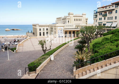 Street leading to Casino Municipal at Grande Plage, Biarritz. Aquitaine, french basque country, France. Stock Photo