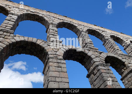 The famous Roman Aqueduct in Segovia Spain Stock Photo