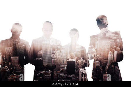 Composite image of business colleagues using their multimedia devices Stock Photo