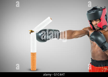 Composite image of boxer performing upright stance Stock Photo