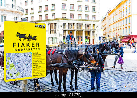 Fiacres in Vienna, Austria; Fiaker in Wien, Österreich Stock Photo