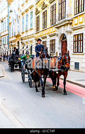 Fiacres in Vienna, Austria; Fiaker in Wien, Österreich Stock Photo