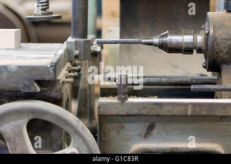 Hole cutter in the carpentry workshop Stock Photo