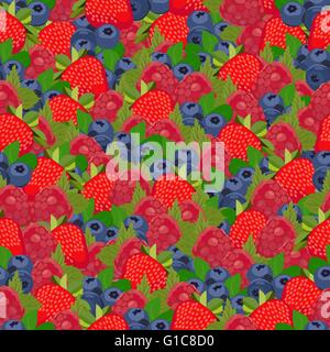 Seamless pattern all berries, vector Stock Vector