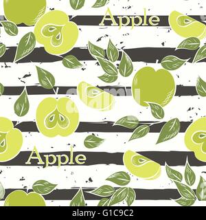 Apples on dark gray stripes Stock Vector