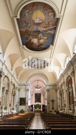 Marostica, Italy - April 12, 2016: Nave of the church of Saint Anthony Abbot. Stock Photo