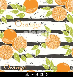 Oranges on gray stripes Stock Vector
