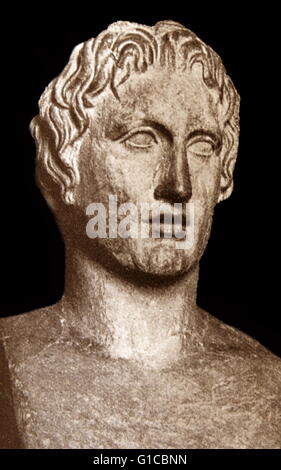 Bust of Alexander III of Macedon (365-323 B.C.) King of the Ancient Greek kingdom of Macedon and a member of the Argead dynasty. Stock Photo