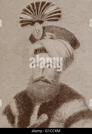 Portrait of Sultan Mahmud II of the Ottoman Empire (1785-1839) born in the Topkap? Palace, Constantinople, the posthumous son of Sultan Abdul Hamid I. Dated 19th Century Stock Photo