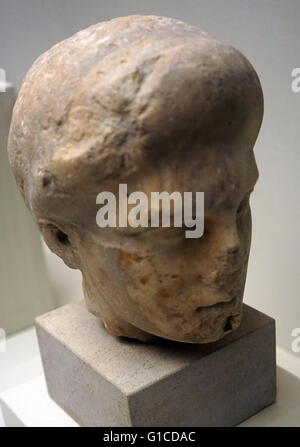 Marble head of an Athenian woman. Dated 440 BC Stock Photo
