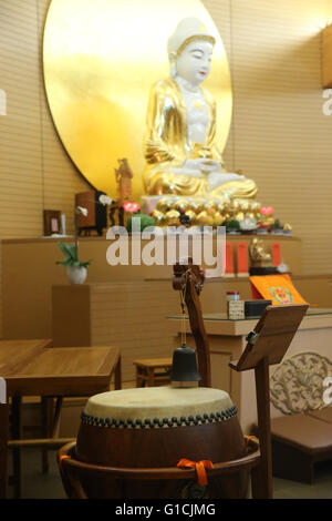 Fo Guang Shan temple. Drum and buddha statue.  Geneva. Switzerland. Stock Photo