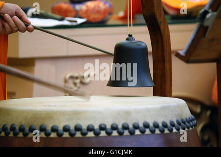 Fo Guang Shan temple.  Drum and bell.  Geneva. Switzerland. Stock Photo