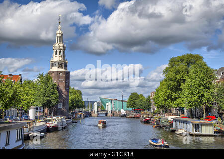 View on the famous Munttoren (coin tower). It is a tower which was formerly part of the Regulierspoort, one of the 3 main gates Stock Photo