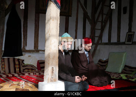 Naqshbandi sufis praying. Romilly. France. Stock Photo