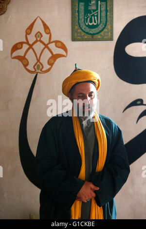 Naqshbandi sufi praying. Romilly. France. Stock Photo