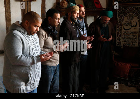 Naqshbandi sufis praying. Romilly. France. Stock Photo