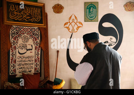 Naqshbandi sufi praying. Romilly. France. Stock Photo