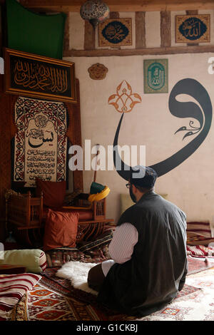 Naqshbandi sufi praying. Romilly. France. Stock Photo