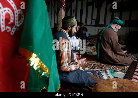 Naqshbandi sufis praying. Romilly. France. Stock Photo