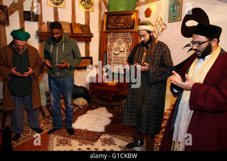 Naqshbandi sufis praying. Romilly. France. Stock Photo