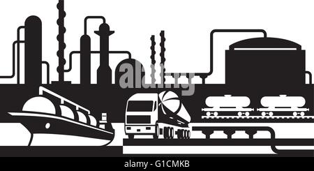 Processing and transportation of oil and gas - vector illustration Stock Vector