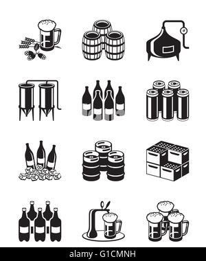 Beer and brewery icon set - vector illustration Stock Vector