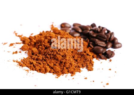 Coffee beans , coffee powder , cup of coffee , brazilia coffee , coffee stocks ,cacao , coffee drinks , καφές κόκοι σκόνη Stock Photo