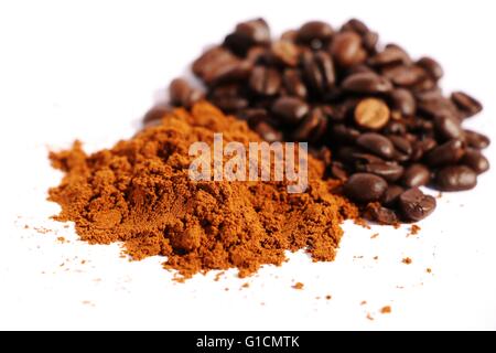 Coffee beans , coffee powder , cup of coffee , brazilia coffee , coffee stocks ,cacao , coffee drinks , turkish coffee Stock Photo