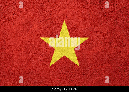 flag of Vietnam or Vietnamese banner on rough pattern background Stock Photo