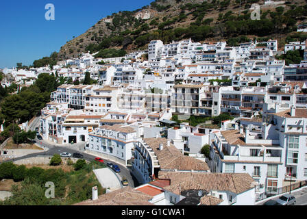 Elevated view of the Western part of town, Mijas, Malaga Province ...