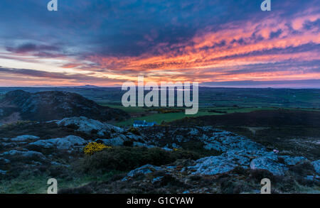 Sunset at Mynydd Bodafon, Anglesey Stock Photo