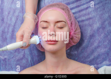 Woman Getting Facial Hydro Microdermabrasion Peeling Treatment Stock Photo