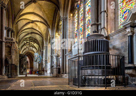 Ely Cathedral interior heating radiator. Stock Photo