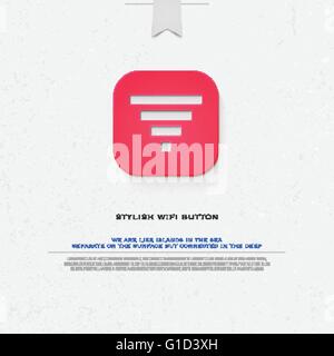 app button style wireless icon and wifi logo. isolated vector radio wave symbol. free internet connection zone sign. technology Stock Vector