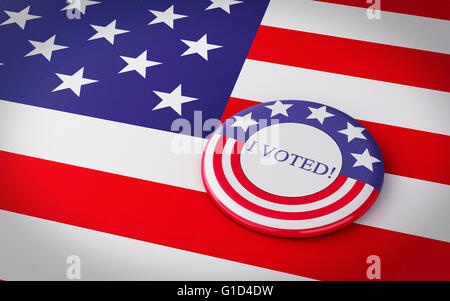 3d renderer image. llustration of presidential campaign pins with US flag. Stock Photo