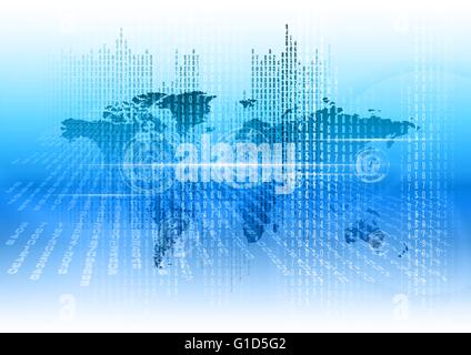 Digitall world as abstract business background. Blue vector design elements. Stock Vector