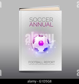 Modern abstract brochure as book flyer design template. Soccer and football theme. Vector layout. Stock Vector