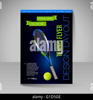 Flyer template. Tennis symbols. Vector sport elements for design. Stock Vector