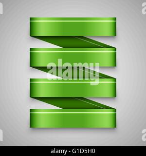 Green modern ribbon on the gray background. Vector design element without sample text. Stock Vector