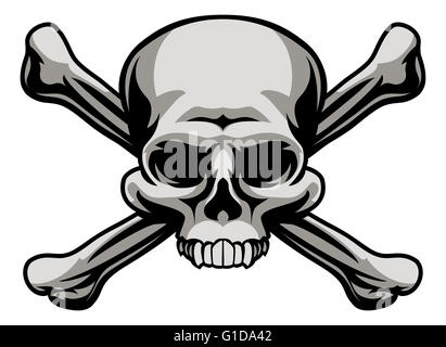 A skull and crossbones illustration like a pirates jolly roger sign or poison warning icon Stock Photo
