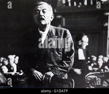 Quisling during his trial. Creator of the Norway Nazi party and leader of Norway under the German occupation. He was convicted of High Treason and was executed on 24th October 1945. Stock Photo
