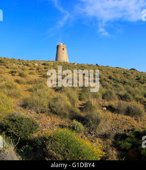 Torre Vigia de los Lobos watchtower, Rodalquilar, Cabo de Gata natural park, Almeria, Spain Stock Photo