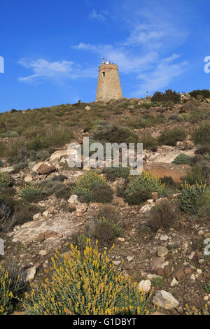 Torre Vigia de los Lobos watchtower, Rodalquilar, Cabo de Gata natural park, Almeria, Spain Stock Photo