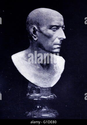 Bust of Marcus Tullius Cicero (106-43 BC) a Roman philosopher, politician, lawyer, orator, political theorist, consul, and constitutionalist. Dated 1st Century BC Stock Photo