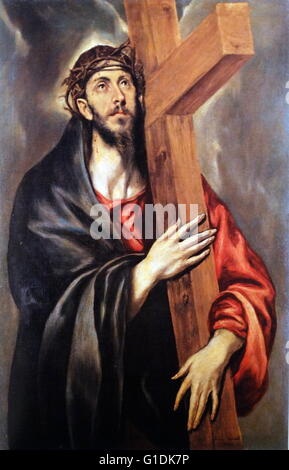 Painting depicting Christ Carrying the Cross by El Greco (1541-1614) a painter, sculptor and architect of the Spanish Renaissance. Dated 16th Century Stock Photo