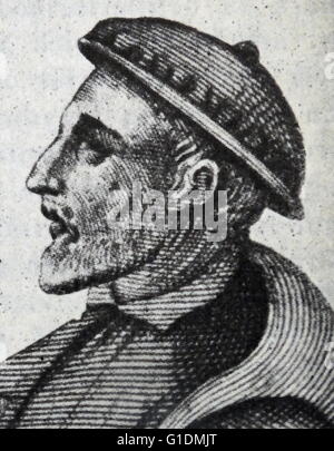 Portrait of Gerolamo Cardano (1501-1576) an Italian polymath, mathematician, physician, biologist, physicist, Chemist; Astrologer, Astronomer, Philosopher, Writer and Gambler. Dated 16th Century Stock Photo